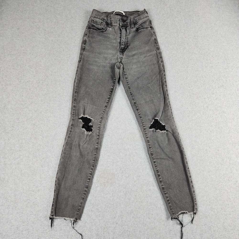 PacSun High Rise Jeggings Jeans Womens 23S Gray Denim Cotton Distressed Raw Hem